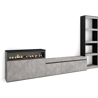 SKRAUT HOME Moderner Zement TV-Möbel & Kamin - 310x186x35cm SKRAUT HOME Moderner Zement TV-Möbel & Kamin - 310x186x35cm