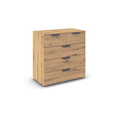 Rauch Möbel Aditio, Kommode für Schlafzimmer, Wohnzimmer, Kinderzimmer, Flur, 5 Schubladen, Soft-Close-Funktion, Sideboard im modernen Look, Farbe Eiche Artisan, Holz, Breite 80 cm Rauch Möbel Aditio, Kommode für Schlafzimmer, Wohnzimmer, Kinderzimmer, Flur, 5 Schubladen, Soft-Close-Funktion, Sideboard im modernen Look, Farbe Eiche Artisan, Holz, Breite 80 cm