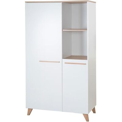 roba Kinderkleiderschrank 2-türig Leon Hochwertige Griffe & Füße aus massivem Holz Schrank mit zwei offenen Fächern Weiß/Dekor Othello Eiche roba Kinderkleiderschrank 2-türig Leon Hochwertige Griffe & Füße aus massivem Holz Schrank mit zwei offenen Fächern Weiß/Dekor Othello Eiche