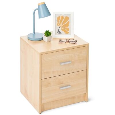 Amazon Nachttisch, Nachtschrank mit 2 Schubladen, Schlafzimmerschrank, Ahorndekor, 47cm x 40cm x 36cm Amazon Nachttisch, Nachtschrank mit 2 Schubladen, Schlafzimmerschrank, Ahorndekor, 47cm x 40cm x 36cm