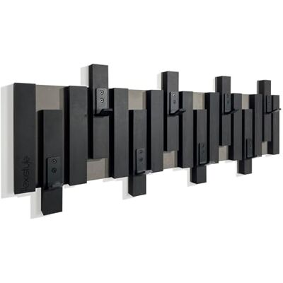FLEXISTYLE Kleiderhaken Wand Wandgarderobe design Lamellen Flurgarderobe Garderobe Flur Holz MDF design Lamellen paneele Schwarz modern natur Gaderobenpanelle (80cm) FLEXISTYLE Kleiderhaken Wand Wandgarderobe design Lamellen Flurgarderobe Garderobe Flur Holz MDF design Lamellen paneele Schwarz modern natur Gaderobenpanelle (80cm)