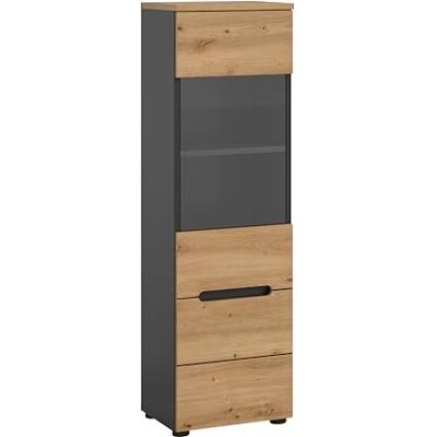 xonox.home Vitrine Canu 36x125x33 cm in Korpus Basalt grau Nb. und Front Artisan Nb. Glasvitrine Dekoschrank Glas-Kommode Stauraumschrank modern & platzsparend xonox.home Vitrine Canu 36x125x33 cm in Korpus Basalt grau Nb. und Front Artisan Nb. Glasvitrine Dekoschrank Glas-Kommode Stauraumschrank modern & platzsparend
