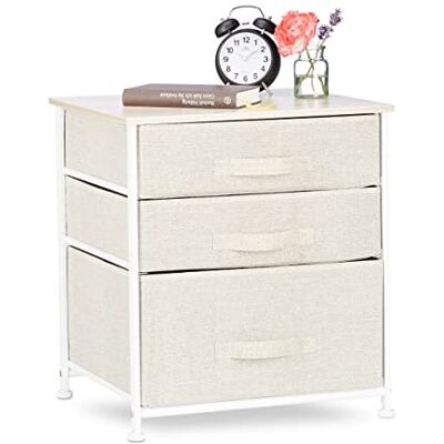 Relaxdays Regalsystem, 3 Stoff-Schubladen, universale Schubladenbox, Metall und Holz, HxBxT: 53 x 48 x 40 cm, beige, Design C Relaxdays Regalsystem, 3 Stoff-Schubladen, universale Schubladenbox, Metall und Holz, HxBxT: 53 x 48 x 40 cm, beige, Design C