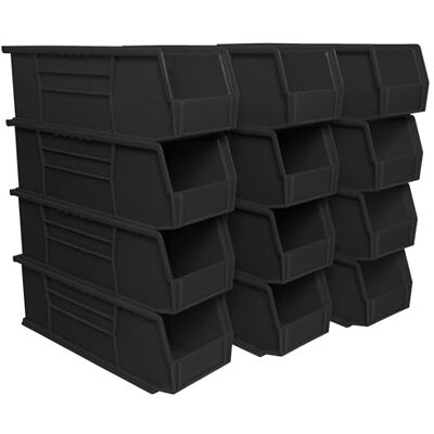 Akro-Mils 30234 AkroBins Plastic Storage Bins, Space-Saving Stackable Bins for Garage, Pantry, Craft Organization, 37,5 cm x 14 cm x 12,7 cm, Black, 12-Pack Akro-Mils 30234 AkroBins Plastic Storage Bins, Space-Saving Stackable Bins for Garage, Pantry, Craft Organization, 37,5 cm x 14 cm x 12,7 cm, Black, 12-Pack