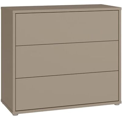 Forte Alice Springs Kommode 100, modern-minimalistisch, 3 Schubladen, Wohn-/Schlafzimmer, Holzwerkstoff, Taupe, 94,8 cm breit x 83,1 cm hoch x 41,5 cm tief Forte Alice Springs Kommode 100, modern-minimalistisch, 3 Schubladen, Wohn-/Schlafzimmer, Holzwerkstoff, Taupe, 94,8 cm breit x 83,1 cm hoch x 41,5 cm tief