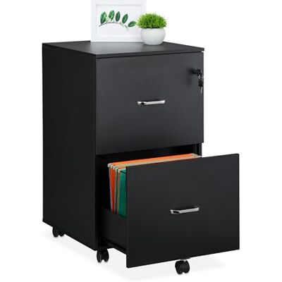 Relaxdays Rollcontainer, 2 Schubladen mit Hängeregister, HxBxT: 72 x 43 x 46 cm, abschließbarer Aktenschrank, schwarz HxBxT: 72 x 43 x 46 cm, abschließbarer Aktenschrank Relaxdays Rollcontainer, 2 Schubladen mit Hängeregister, HxBxT: 72 x 43 x 46 cm, abschließbarer Aktenschrank, schwarz HxBxT: 72 x 43 x 46 cm, abschließbarer Aktenschrank