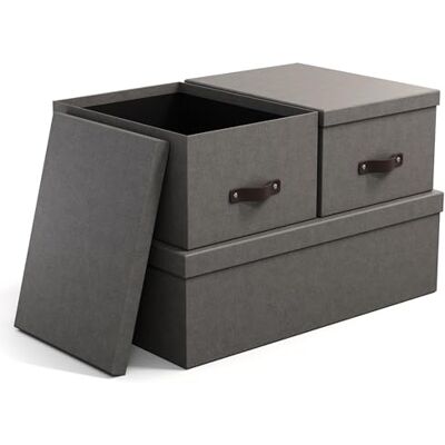 Bigso Box of Sweden Set aus 3 Graue Aufbewahrungsboxen Bigso Box of Sweden Set aus 3 Graue Aufbewahrungsboxen