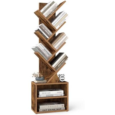 VASAGLE Custos Kollektion Bücherregal Baumform, Standregal, Eckregal platzsparend, Aufbewahrungsregal, Schlafzimmer, Wohnzimmer, Homeoffice, 2 Fächer, 20,3 x 38 x 123,2 cm, vintagebraun LBC607KD01 VASAGLE Custos Kollektion Bücherregal Baumform, Standregal, Eckregal platzsparend, Aufbewahrungsregal, Schlafzimmer, Wohnzimmer, Homeoffice, 2 Fächer, 20,3 x 38 x 123,2 cm, vintagebraun LBC607KD01
