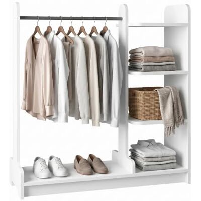 VCM Kleiderständer H. 110 x B. 106 x T. 35 cm mit Regal & Kleiderstange Offene Garderobe für Schlafzimmer Flur Ankleide Lempu L VCM Kleiderständer H. 110 x B. 106 x T. 35 cm mit Regal & Kleiderstange Offene Garderobe für Schlafzimmer Flur Ankleide Lempu L