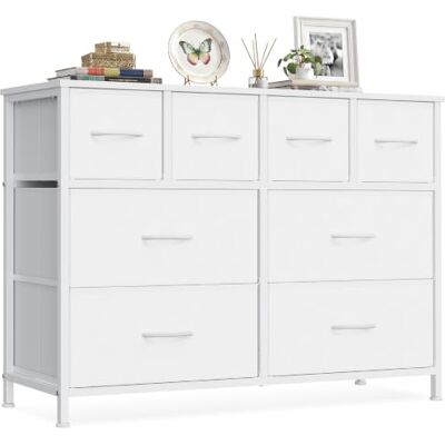 SONGMICS Kommode mit 8 Schubladen, Aufbewahrungsschrank mit Stoffschubladen, Metallrahmen und Holzplatte, für Schlafzimmer, Flur, 98,7 x 30 x 74,7 cm, Wolkenweiß, BELLAH Kollektion LGS234W101 SONGMICS Kommode mit 8 Schubladen, Aufbewahrungsschrank mit Stoffschubladen, Metallrahmen und Holzplatte, für Schlafzimmer, Flur, 98,7 x 30 x 74,7 cm, Wolkenweiß, BELLAH Kollektion LGS234W101