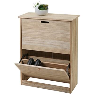 Mendler Schuhkipper HWC-K45 81x60x25cm 2 Klappen MDF naturbraun Schuhschrank, Schuhregal, aus Paulownia Mendler Schuhkipper HWC-K45 81x60x25cm 2 Klappen MDF naturbraun Schuhschrank, Schuhregal, aus Paulownia