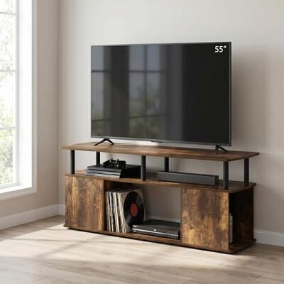 Furinno Jaya TV-Ständer, 3-stöckiges Entertainment-Center mit offenem Regal, TV-Konsole für Fernseher bis 127 cm mit seitlichen offenen Aufbewahrungsfächern, für Wohnzimmer, Schlafzimmer, Amber Oak Furinno Jaya TV-Ständer, 3-stöckiges Entertainment-Center mit offenem Regal, TV-Konsole für Fernseher bis 127 cm mit seitlichen offenen Aufbewahrungsfächern, für Wohnzimmer, Schlafzimmer, Amber Oak