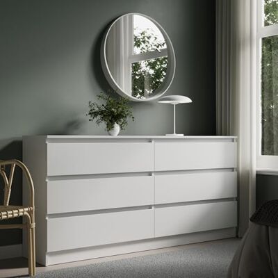 Home Collective Kommode Sideboard mit 6 Schubladen Schubladenschrank Wohnzimmer viel Stauraum mit 6 Schubladen 160 cm Breite Schlafzimmer Flur Garderobe Möbel Organizer 160x77,5x35 cm weiß Home Collective Kommode Sideboard mit 6 Schubladen Schubladenschrank Wohnzimmer viel Stauraum mit 6 Schubladen 160 cm Breite Schlafzimmer Flur Garderobe Möbel Organizer 160x77,5x35 cm weiß