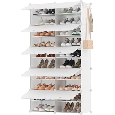 SONGMICS Schuhregal, Schuhschrank, für Garderobe und Eingangsbereich, anpassbar, 10 Fächer, für bis zu 40 Paar Schuhe, wolkenweiß LPC035W02 SONGMICS Schuhregal, Schuhschrank, für Garderobe und Eingangsbereich, anpassbar, 10 Fächer, für bis zu 40 Paar Schuhe, wolkenweiß LPC035W02