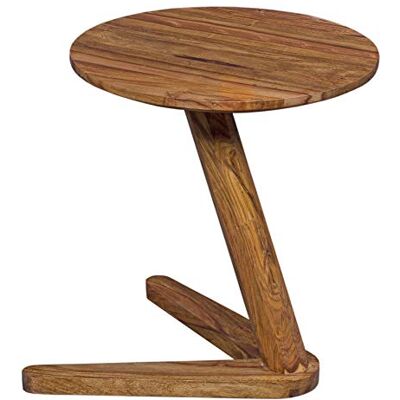 Wohnling Beistelltisch Boha 45x45x50 cm Sheesham Massivholz Rund Wohnzimmertisch mit Untergestell in V-Form, Nachttisch Natur im Landhausstil, handgefertigtes Unikat, Anstelltisch Wohnling Beistelltisch Boha 45x45x50 cm Sheesham Massivholz Rund Wohnzimmertisch mit Untergestell in V-Form, Nachttisch Natur im Landhausstil, handgefertigtes Unikat, Anstelltisch