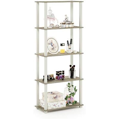 Furinno Turn-S-Tube 5-stufiges Mehrzweckregal mit Vierkantrohren, Sonoma-Eiche/Weiß Werkzeuglose Lagerregale mit Vierkantrohren, Regal für Organisation und Aufbewahrung, für Wohnzimmer, Home Office Furinno Turn-S-Tube 5-stufiges Mehrzweckregal mit Vierkantrohren, Sonoma-Eiche/Weiß Werkzeuglose Lagerregale mit Vierkantrohren, Regal für Organisation und Aufbewahrung, für Wohnzimmer, Home Office