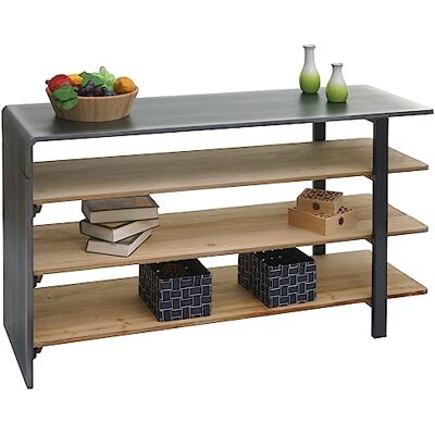 Mendler Regal HWC-L75, Wohnregal Bücherregal Schuhregal Sideboard, Massiv-Holz Industrial 72x119x40cm MVG Natur mit Metall-Optik Mendler Regal HWC-L75, Wohnregal Bücherregal Schuhregal Sideboard, Massiv-Holz Industrial 72x119x40cm MVG Natur mit Metall-Optik