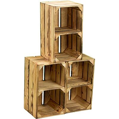 Kistenkolli Altes Land Schuhschrank Schuhregal aus geflammten Holzkisten Schuhablage Schuhständer Schuhaufbewahrung für Kinder und Erwachsene stabiles Regal in Obstkisten Optik (Geflammt mini 38x22x19cm, 3er set) Kistenkolli Altes Land Schuhschrank Schuhregal aus geflammten Holzkisten Schuhablage Schuhständer Schuhaufbewahrung für Kinder und Erwachsene stabiles Regal in Obstkisten Optik (Geflammt mini 38x22x19cm, 3er set)
