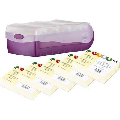 HAN Lernkarteibox CROCO, einfach Vokabeln lernen mit 5-Fächer-Lernsystem, DIN A8 Karteikasten für 500 Karten, inkl. 5 Stützplatten + 500 Lernkarten, Karteibox, Lernbox (Transluzent/Lila, A8) HAN Lernkarteibox CROCO, einfach Vokabeln lernen mit 5-Fächer-Lernsystem, DIN A8 Karteikasten für 500 Karten, inkl. 5 Stützplatten + 500 Lernkarten, Karteibox, Lernbox (Transluzent/Lila, A8)