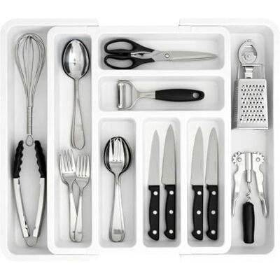 edihome , Besteckkasten für Schubla, Besteckeinsatz für Schubladen, Küchenschubladen Organizer, erweiterbare Besteckschublade Einsatz, 6 bis 8 Fächern, no BPA, Küchenutensilien, Verstellbar (Weiß) edihome , Besteckkasten für Schubla, Besteckeinsatz für Schubladen, Küchenschubladen Organizer, erweiterbare Besteckschublade Einsatz, 6 bis 8 Fächern, no BPA, Küchenutensilien, Verstellbar (Weiß)