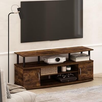 Furinno Jaya TV-Ständer, Entertainment-Center, TV-Konsole, für Fernseher bis 140 cm, mit 2 Türen und Kabelmanagement-Löchern, für Wohnzimmer, Schlafzimmer, Amber Oak Furinno Jaya TV-Ständer, Entertainment-Center, TV-Konsole, für Fernseher bis 140 cm, mit 2 Türen und Kabelmanagement-Löchern, für Wohnzimmer, Schlafzimmer, Amber Oak
