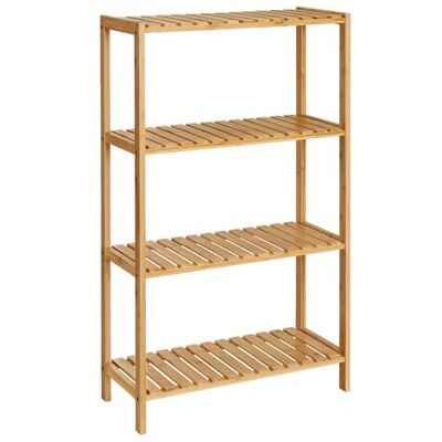 SONGMICS Badezimmerregal, Badregal, Küchenregal, Schuhregal mit 4 Ebenen, Standregal aus Bambus, 26 x 60 x 100 cm, für Bad, Wohnzimmer, Flur, Küche, naturbeige BCB034Y01 SONGMICS Badezimmerregal, Badregal, Küchenregal, Schuhregal mit 4 Ebenen, Standregal aus Bambus, 26 x 60 x 100 cm, für Bad, Wohnzimmer, Flur, Küche, naturbeige BCB034Y01
