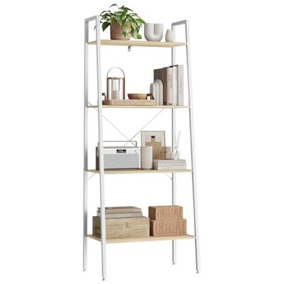 WOLTU Standregal Leiterregal Bücherregal mit 4 Ablagen für Wohnzimmer, Schlafzimmer Regal (weiß + Hell Eiche, 60 x 35 x 148 cm) WOLTU Standregal Leiterregal Bücherregal mit 4 Ablagen für Wohnzimmer, Schlafzimmer Regal (weiß + Hell Eiche, 60 x 35 x 148 cm)