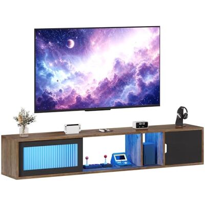 YITAHOME 148 cm Schwebender TV-Schrank für Fernseher bis 65 Zoll mit 7 RGB LED 22 Mode Lichter Unterhaltungszentrum mit Tür für Wohnzimmer und Schlafzimmer YITAHOME 148 cm Schwebender TV-Schrank für Fernseher bis 65 Zoll mit 7 RGB LED 22 Mode Lichter Unterhaltungszentrum mit Tür für Wohnzimmer und Schlafzimmer