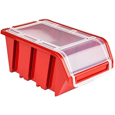 botle 50 x Stapelbox Kunststoff Lagerboxen Stapelbar Stapelkiste Sortierbox Box mit Deckel 120x195x90 rot botle 50 x Stapelbox Kunststoff Lagerboxen Stapelbar Stapelkiste Sortierbox Box mit Deckel 120x195x90 rot