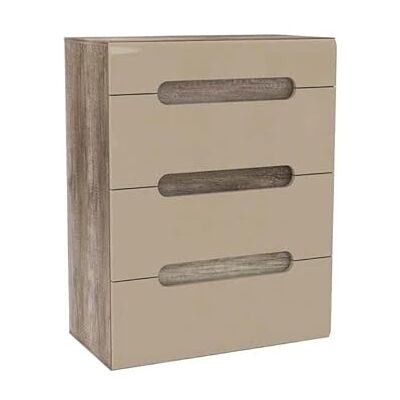 Forte TIZANO Kommode 80, Futuristische Kommode mit 4 Schubladen, Modernes Sideboard, Wohnzimmer, Schlafzimmer, Eiche Antik Holzdekor/Beige Glanz, 80 cm breit x 104,6 cm hoch x 43,1 cm tief Forte TIZANO Kommode 80, Futuristische Kommode mit 4 Schubladen, Modernes Sideboard, Wohnzimmer, Schlafzimmer, Eiche Antik Holzdekor/Beige Glanz, 80 cm breit x 104,6 cm hoch x 43,1 cm tief