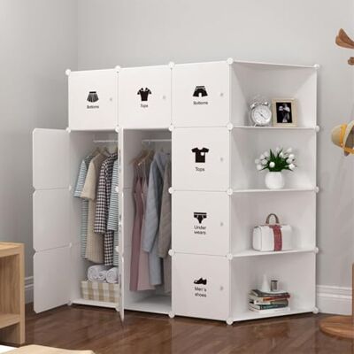 Litake 8-Teiliges DIY-Aufbewahrungsset Für Das Schlafzimmer, Offener Kleiderschrank Mit Türen, Begehbarer Kleiderschrank, Modulares Steckregalsystem, Einfache Montage (Weiß) Litake 8-Teiliges DIY-Aufbewahrungsset Für Das Schlafzimmer, Offener Kleiderschrank Mit Türen, Begehbarer Kleiderschrank, Modulares Steckregalsystem, Einfache Montage (Weiß)