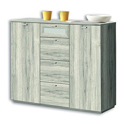 Forte - Nexus - Sandeiche - Weißglas - Chest of Drawers Forte - Nexus - Sandeiche - Weißglas - Chest of Drawers
