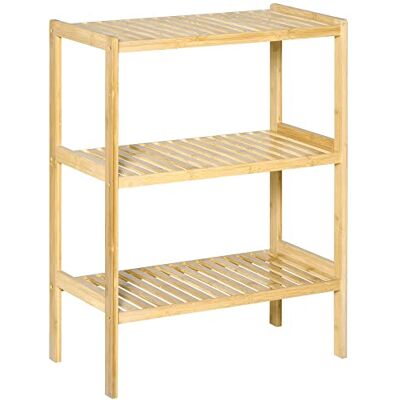 HOMCOM Badregal Standregal mit 3 Ebenen für Bad Natur 62 x 33 x 80 cm Bambusregal, Küchenregal, für Küche, Wohnzimmer, Flur HOMCOM Badregal Standregal mit 3 Ebenen für Bad Natur 62 x 33 x 80 cm Bambusregal, Küchenregal, für Küche, Wohnzimmer, Flur
