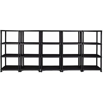 Ondis24 Regal, Lagerregal, 60 x 30 x 138 (H) cm, 12 Zoll Steckregal, Kunststoff, anthrazit, bis maximal 125 kg belastbar (5 Stück) Ondis24 Regal, Lagerregal, 60 x 30 x 138 (H) cm, 12 Zoll Steckregal, Kunststoff, anthrazit, bis maximal 125 kg belastbar (5 Stück)