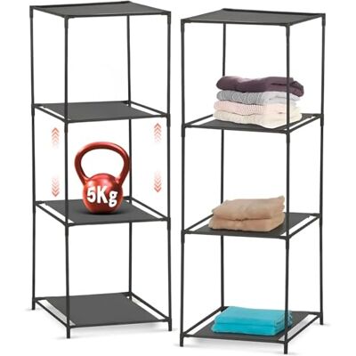 Wintem Platzsparendes Schuhregal mit 3 Stoffregalen – Set mit 2 modularen Regalen 34 x 34 x 98 cm – Mehrzweck-Bücherregal für Zuhause und Büro, leicht und robust, perfekt für Badezimmer, Küche und Wintem Platzsparendes Schuhregal mit 3 Stoffregalen – Set mit 2 modularen Regalen 34 x 34 x 98 cm – Mehrzweck-Bücherregal für Zuhause und Büro, leicht und robust, perfekt für Badezimmer, Küche und