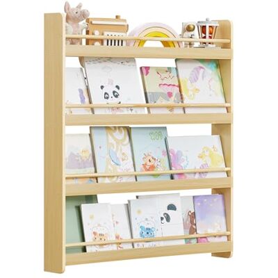 SONGMICS Bücherregal Kinder, Kinderregal mit 4 Ebenen, Spielzeugregal, Wandregal, für Kinderzimmer, Spielzimmer, naturfarben GKR014YZ01 SONGMICS Bücherregal Kinder, Kinderregal mit 4 Ebenen, Spielzeugregal, Wandregal, für Kinderzimmer, Spielzimmer, naturfarben GKR014YZ01