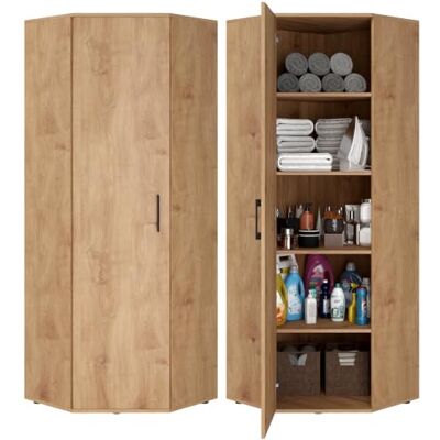 Bellamio Apol Eckschrank Eichenoptik, 5 Fächer, großer Mehrzweckschrank Allzweckschrank, Haushaltsschrank, Aktenschrank, Putzschrank, Aufbewahrungsschrank, großer Eckschrank für Flur, Küche & Büro Bellamio Apol Eckschrank Eichenoptik, 5 Fächer, großer Mehrzweckschrank Allzweckschrank, Haushaltsschrank, Aktenschrank, Putzschrank, Aufbewahrungsschrank, großer Eckschrank für Flur, Küche & Büro