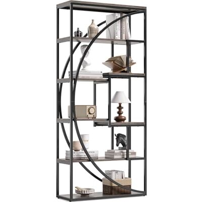 LITTLE TREE 180 cm Bücherregal, Industrielles Metall Regal, 6-étagiges Hohes Bücherregal, Ausstellungsregal zur Aufbewahrung für Wohnzimmer & Büro, Graues LITTLE TREE 180 cm Bücherregal, Industrielles Metall Regal, 6-étagiges Hohes Bücherregal, Ausstellungsregal zur Aufbewahrung für Wohnzimmer & Büro, Graues