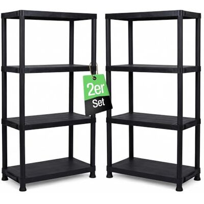 Ondis24 Steckregal 60 x 30 x 131 (H) cm, 4 Böden, Kunststoffregal, Schwerlastregal, bis zu 80 kg, Regal, Lagerregal (2 Stück) Ondis24 Steckregal 60 x 30 x 131 (H) cm, 4 Böden, Kunststoffregal, Schwerlastregal, bis zu 80 kg, Regal, Lagerregal (2 Stück)