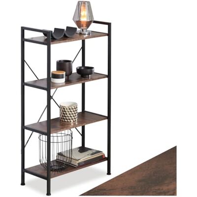 tectake ® Industrial Möbel Regal Metall und Holz, mit 4 Ebenen, 67,5x31,5x121,5cm, Bücherregal Wand, als Raumteiler Regal, Küchenregal Wand, Nischenregal, Bookshelf Industrial Dunkelbraun tectake ® Industrial Möbel Regal Metall und Holz, mit 4 Ebenen, 67,5x31,5x121,5cm, Bücherregal Wand, als Raumteiler Regal, Küchenregal Wand, Nischenregal, Bookshelf Industrial Dunkelbraun