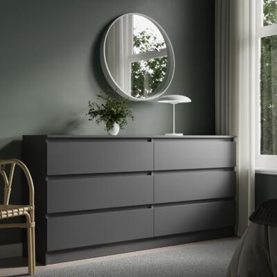 Home Collective Kommode mit 6 Schubladen Kommode Anthrazit Holz Schrank Kommode mit Schubladen Sideboard Highboard Anrichte Schlafzimmer Wohnzimmer Flur Büro Organizer Breite 160 cm Höhe 78 cm Home Collective Kommode mit 6 Schubladen Kommode Anthrazit Holz Schrank Kommode mit Schubladen Sideboard Highboard Anrichte Schlafzimmer Wohnzimmer Flur Büro Organizer Breite 160 cm Höhe 78 cm