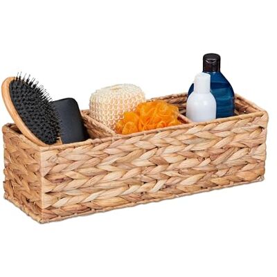 Relaxdays Aufbewahrungskorb Wasserhyazinthe, 3 Fächer, Badezimmer Aufbewahrung, HBT: 13 x 42,5 x 15 cm, Körbchen, natur Relaxdays Aufbewahrungskorb Wasserhyazinthe, 3 Fächer, Badezimmer Aufbewahrung, HBT: 13 x 42,5 x 15 cm, Körbchen, natur