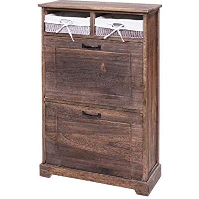 Mendler Schuhkipper HWC-H19 100x60x24cm Massiv-Holz braun Schuhschrank, Schuhregal, Schuhablage, Shabby-Look, Korb-Schublade Mendler Schuhkipper HWC-H19 100x60x24cm Massiv-Holz braun Schuhschrank, Schuhregal, Schuhablage, Shabby-Look, Korb-Schublade