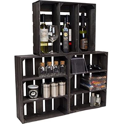 Kistenkolli Altes Land Flache Holzkiste Wilma schwarz 50x40x16cm/ Regalkiste Gewürzregal Apfelkiste/Weinkisten Ablageregal Aufbewahrungskiste Holzregal Wandregal Sideboard (3er Set) Kistenkolli Altes Land Flache Holzkiste Wilma schwarz 50x40x16cm/ Regalkiste Gewürzregal Apfelkiste/Weinkisten Ablageregal Aufbewahrungskiste Holzregal Wandregal Sideboard (3er Set)