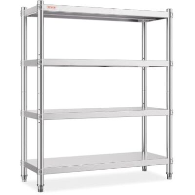 VEVOR Edelstahlregal 117 x 47 cm, 4 Etagen, Lagerregal für Küche, Büro, Garage, Lagerung, 150 kg pro Regal VEVOR Edelstahlregal 117 x 47 cm, 4 Etagen, Lagerregal für Küche, Büro, Garage, Lagerung, 150 kg pro Regal