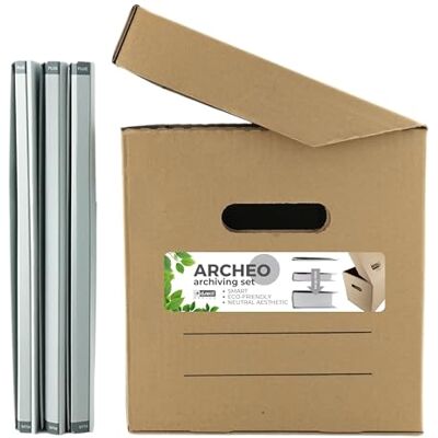 D.RECT Archivbox ARCHEO Set Lagerbox 250x340x260 mm Klappdeckelbox Archivschachtel Aktenkarton mit 3 pastellfarbene Zero Max Ordner Grau D.RECT Archivbox ARCHEO Set Lagerbox 250x340x260 mm Klappdeckelbox Archivschachtel Aktenkarton mit 3 pastellfarbene Zero Max Ordner Grau