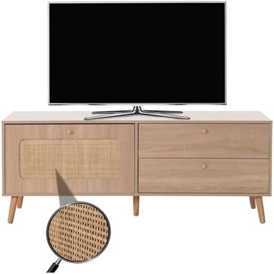 Mendler TV-Rack HWC-M38 Kubu Rattan Holz 56x140x41cm Eiche-Optik Lowboard, Fernsehtisch, TV-Schrank, Kommode, Schublade, Türe Mendler TV-Rack HWC-M38 Kubu Rattan Holz 56x140x41cm Eiche-Optik Lowboard, Fernsehtisch, TV-Schrank, Kommode, Schublade, Türe