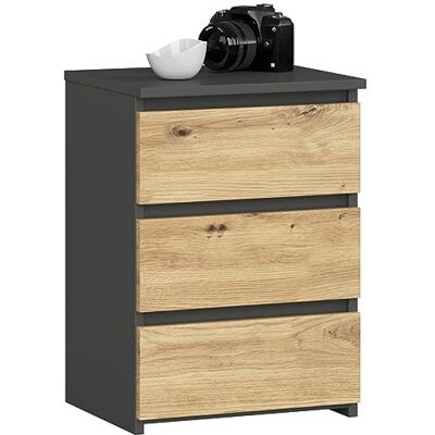 Home Collective Kommode mit 3 Schubladen Kommode Schlafzimmer Flur Wohnzimmer Organizer Kommode mit Schubladen 40 cm breit 57 cm hoch graphit-Artisan Eiche Holz Highboard Sideboard Mehrzweckschrank Schrank schmal Home Collective Kommode mit 3 Schubladen Kommode Schlafzimmer Flur Wohnzimmer Organizer Kommode mit Schubladen 40 cm breit 57 cm hoch graphit-Artisan Eiche Holz Highboard Sideboard Mehrzweckschrank Schrank schmal