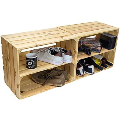Kistenkolli Altes Land Schuhschrank Schuhregal Naturholz unbehandelt upcycling massivholz Holzkisten Weinkisten Regalkisten Maße 50x40x29cm (je Kiste) (2er Set Johanna Längs) Kistenkolli Altes Land Schuhschrank Schuhregal Naturholz unbehandelt upcycling massivholz Holzkisten Weinkisten Regalkisten Maße 50x40x29cm (je Kiste) (2er Set Johanna Längs)