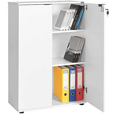 BAKAJI Dokumentenschrank mit 2 Türen, Büroschrank, Modul, 3 Regalfächer, für Zuhause, Büro, Studio, Kartenhalter, Dokumentenschlüsselverschluss (weiß) BAKAJI Dokumentenschrank mit 2 Türen, Büroschrank, Modul, 3 Regalfächer, für Zuhause, Büro, Studio, Kartenhalter, Dokumentenschlüsselverschluss (weiß)